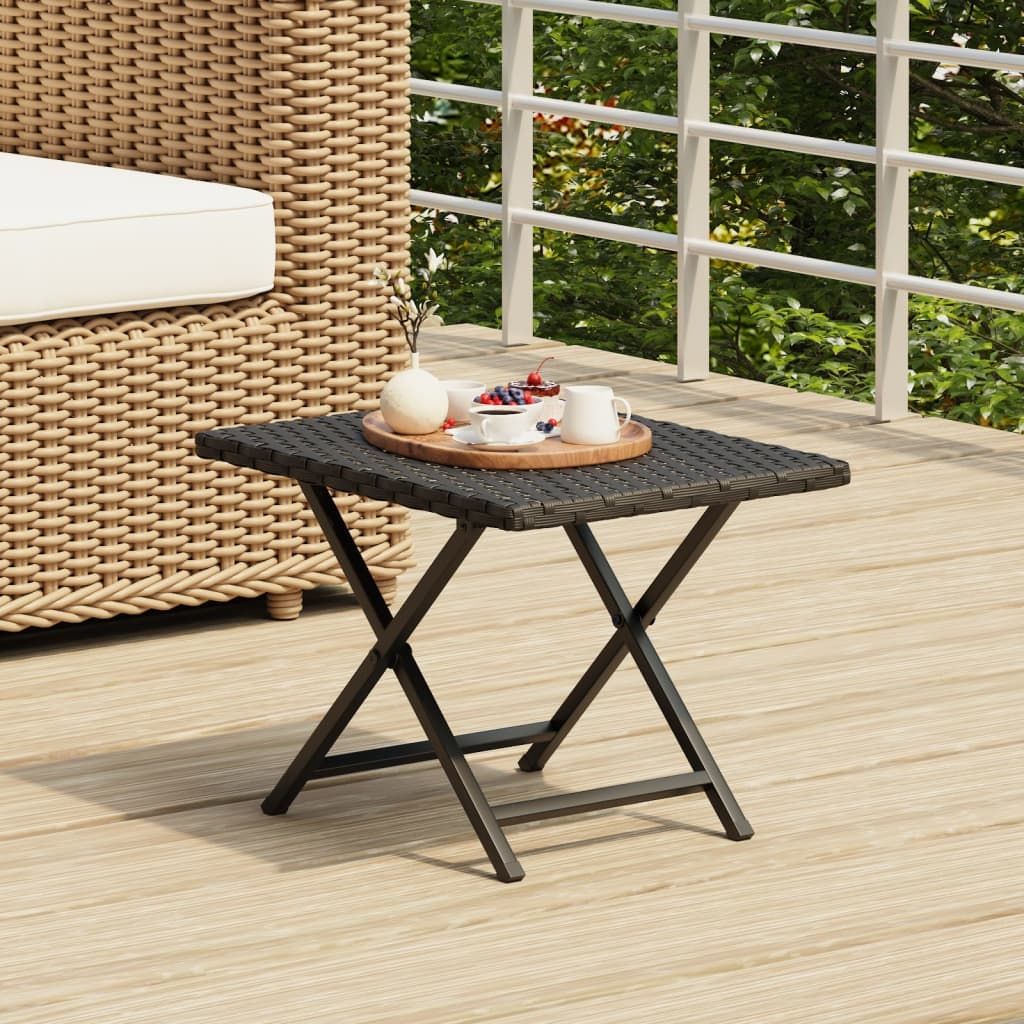 Folding Table Black 17.7"x13.8"x12.6" Poly Rattan