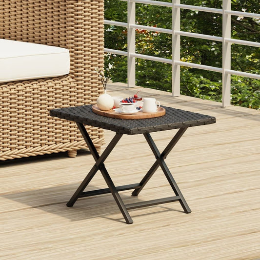Folding Table Black 17.7"x13.8"x12.6" Poly Rattan