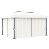 Gazebo with Curtain 13.1'x9.8' Cream White Aluminum