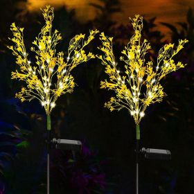 2 Pack Aritificial Canola Flowers Lights, Outdoor Solar Garden Lights Waterproof Decorative LED Solar Flower Lights for Patio Garden Yard Lawn