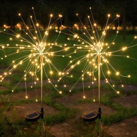 2 Pack Solar Firework Lights, 120 LEDs Outdoor Garden Fairy Lights, Waterproof Twinkle Solar Lights for Patio Lawn Christmas Decor (Warm White)