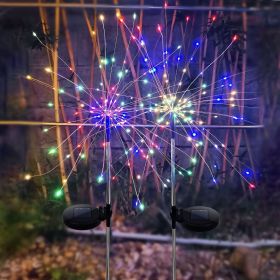 2 Pack Solar Firework Lights, 120 LEDs Outdoor Garden Fairy Lights, Waterproof Twinkle Solar Lights for Patio Lawn Christmas Decor (Multicolor)