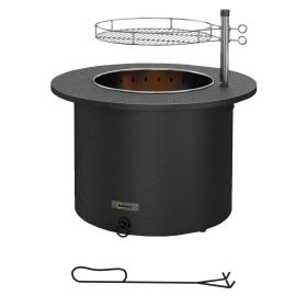 Outsunny 2-in-1 Smokeless Fire Pit, BBQ Grill, 25" Portable Wood Burning Firepit with Cooking Grate, Ash Tray & Poker