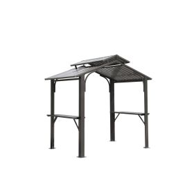 8√ó5FT Hardtop Grill Gazebo, Outdoor BBQ Gazebo w/Galvanized Steel Double Roof