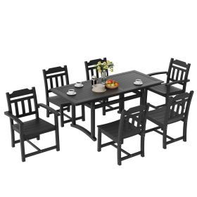 VEVOR 7 Pieces Patio Dining Set, Outdoor Rectangle Furniture Table and Chairs Set, All Weather Garden Furniture Table Sets