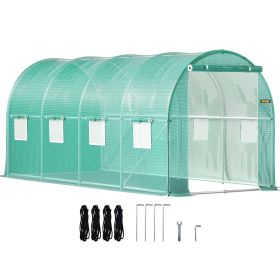 VEVOR Walk-in Tunnel Greenhouse, 14.8x6.6x6.6 ft Portable Plant Hot House w/ Galvanized Steel Hoops, 1 Top Beam, Diagonal Poles