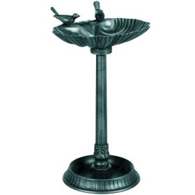 Outsunny 32" Antique Bird Bath with Pedestal Flower Planter Base, Vintage Style Decorative Birdbath, Bird Feeder Bowl & Planter Decoration Yard Statue