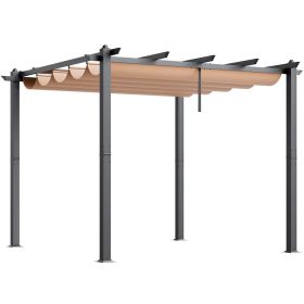 VEVOR 10'x10' Outdoor Retractable Pergola with Sun Shade Canopy Aluminum Beige