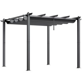 VEVOR 10'x10' Outdoor Retractable Pergola with Sun Shade Canopy Aluminum Gray