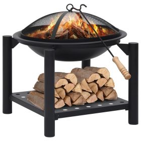 Fire Pit with Poker 21.3"x21.3"x21.7" Steel