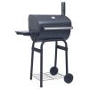 Charcoal BBQ Grill Smoker with Bottom Shelf Black