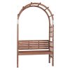 6.8FT Wooden Arch with Bench for 2 People, Garden Arbor Trellis for Climbing Plant, Outdoor Garden Lawn Backyard Patio Decor, Dark Brown