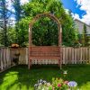 6.8FT Wooden Arch with Bench for 2 People, Garden Arbor Trellis for Climbing Plant, Outdoor Garden Lawn Backyard Patio Decor, Dark Brown