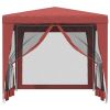 Party Tent with 4 Mesh Sidewalls Red 8.2'x8.2' HDPE