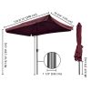 6.5x10 ft Rectangular Patio Umbrellas Outdoor Market Umbrella with Push Button Tilt and Crank