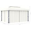 Gazebo with Curtain 13.1'x9.8' Cream White Aluminum