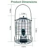 Outdoor Wild Bird Feeder Squirrel-Proof Chew-Proof Metal Hanging Seed Feeder with 4 Feeding Ports for Small Songbirds