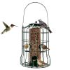 Outdoor Wild Bird Feeder Squirrel-Proof Chew-Proof Metal Hanging Seed Feeder with 4 Feeding Ports for Small Songbirds