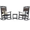 Poly Lumber Patio Rattan High Back Rocking Chair Sets(2 Chairs; 1Table)