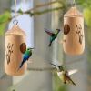 2 Packs Humming Bird Houses for Outside Wooden Hanging Bird Nest Feeder Hand Patio Garden Craft Ornament Decoration