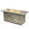 54inch Outdoor Fire Table Steel Fire Pit Table with Wood Grain Surface