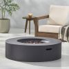 Lightweight Concrete Outdoor Circular Fire Pit, Dark Gray 50,000 BTU (Tank Cover not Included)