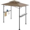 8 x 5 FT Grill Pergola Tent with Air Vent Double Tiered BBQ Gazebo Outdoor Barbecue Canopy, Khaki