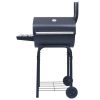 Charcoal BBQ Grill Smoker with Bottom Shelf Black