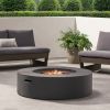 Lightweight Concrete Outdoor Circular Fire Pit, Dark Gray 50,000 BTU (Tank Cover not Included)