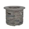 Outdoor 32" Round MgO Propane Fire Pit, Grey Top - 40,000 BTU