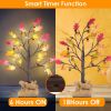 2Pcs 2FT Artificial Lighted Maple Tree With 24Pcs Warm White LED Beads 6Hrs Timer Battery Powered Artificial Fall Tree Tabletop Indoor Outdoor Fall De