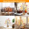 2Pcs 2FT Artificial Lighted Maple Tree With 24Pcs Warm White LED Beads 6Hrs Timer Battery Powered Artificial Fall Tree Tabletop Indoor Outdoor Fall De