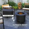 Outsunny 2-in-1 Smokeless Fire Pit, BBQ Grill, 25" Portable Wood Burning Firepit with Cooking Grate, Ash Tray & Poker