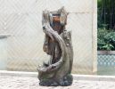 17.5x15.5x39.5" Indoor Outdoor Tree Trunk Fountain, Polyresin Rusitic Floor Standing Waterfall Fountain with Light