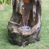 17.5x15.5x39.5" Indoor Outdoor Tree Trunk Fountain, Polyresin Rusitic Floor Standing Waterfall Fountain with Light