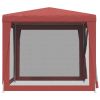 Party Tent with 4 Mesh Sidewalls Red 8.2'x8.2' HDPE