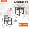 VEVOR 5 Pieces Patio Dining Set, Outdoor Square Furniture Table and Chairs, All Weather Garden Furniture Table Sets, HIPS Small Patio Conversation Set