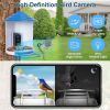 Smart Bird Feeder with Solar Powered Camera 1080P HD AI Identify PIR Motion Auto Capture Video Cloud Card Storage WiFi Connection App Control IP65 Wat