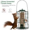 Outdoor Wild Bird Feeder Squirrel-Proof Chew-Proof Metal Hanging Seed Feeder with 4 Feeding Ports for Small Songbirds