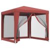 Party Tent with 4 Mesh Sidewalls Red 8.2'x8.2' HDPE