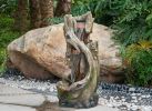 17.5x15.5x39.5" Indoor Outdoor Tree Trunk Fountain, Polyresin Rusitic Floor Standing Waterfall Fountain with Light