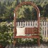 6.8FT Wooden Arch with Bench for 2 People, Garden Arbor Trellis for Climbing Plant, Outdoor Garden Lawn Backyard Patio Decor, Dark Brown