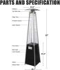 Bosonshop Outdoor Patio Heater, Pyramid Standing Gas LP Propane Heater With Wheels 89 Inches Tall 42000 BTU For Commercial Courtyard (Black)