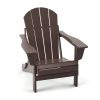 Folding Adirondack Chair;  Fire Pit Chair; Patio Outdoor Chairs All-Weather Proof HDPE Resin for BBQ Beach Deck Garden Lawn Backyard-Navy Blue