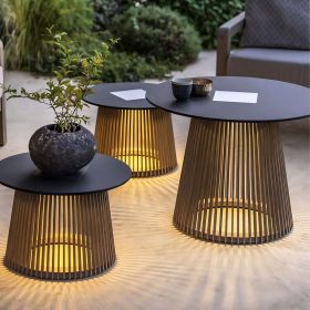 Outdoor Table With Solar Lights, Tea table for Garden, Patio, Yard, Poolside, Lawn (size: large)