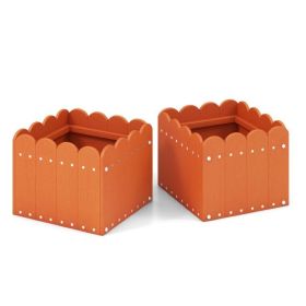 Planter Box with Drainage Gaps for for Front Porch Garden Balcony (Type: Planter Box, Color: Orange)