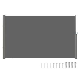 VEVOR Retractable Side Awning, 63''x 118'' Full Aluminum Rust-Proof Outdoor Privacy Screen, Folding Room Divider Wind Screen for Patio Sun Shade (Color: Gray, size: 63 x 118 inch)