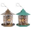 Hanging Gazebo Wild Bird Feeder Outdoor Bird Seed Station with Large Capacity 6 Feeder Ports for Garden Patio Park Weatherproof Easy To Refill