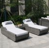 Direct Wicker Outdoor Patio Adjustable Backrest Rattan Chaise Lounge Set with Cushions