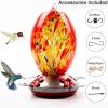 Garden Hummingbird Feeder with Perch - Hand Blown Glass